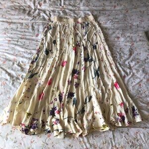Vintage patchwork Cream and pink floral maxi skirt